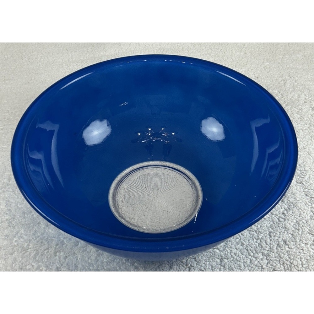 Vintage PYREX Cobalt Blue Mixing Bowl #326 4L Clear Glass Bottom